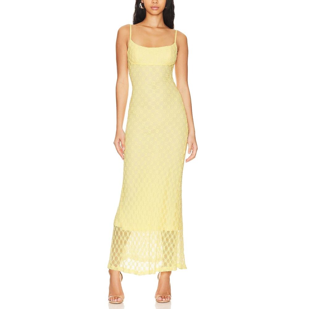 Bardot Lace Yellow Adoni Mesh Maxi Dress Size 4